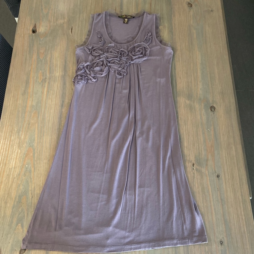 Kische Boutique Sleeveless Scoop Neck Ruffled Flowered Bodice Dress - Small
